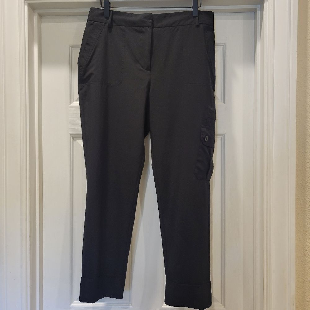 Chico's Black Ankle Cuffed Cargo Pants, lightweight, Size 1 (8)